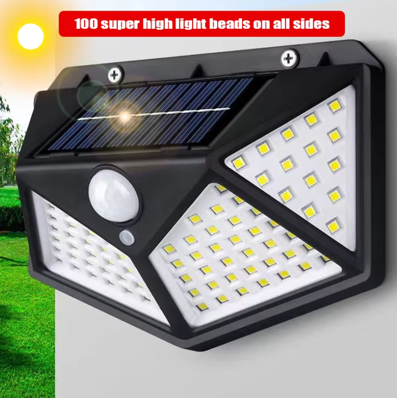 LED Solar Wall Lamp 4 Sides Luminous With Motion Sensor