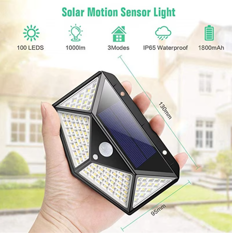 LED Solar Wall Lamp 4 Sides Luminous With Motion Sensor