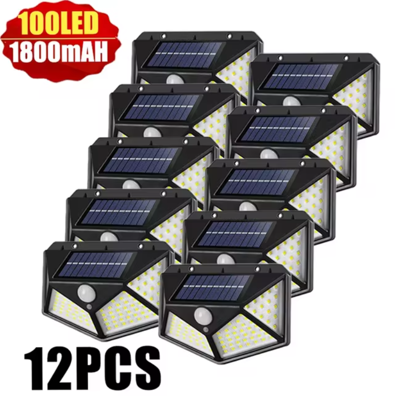 LED Solar Wall Lamp 4 Sides Luminous With Motion Sensor